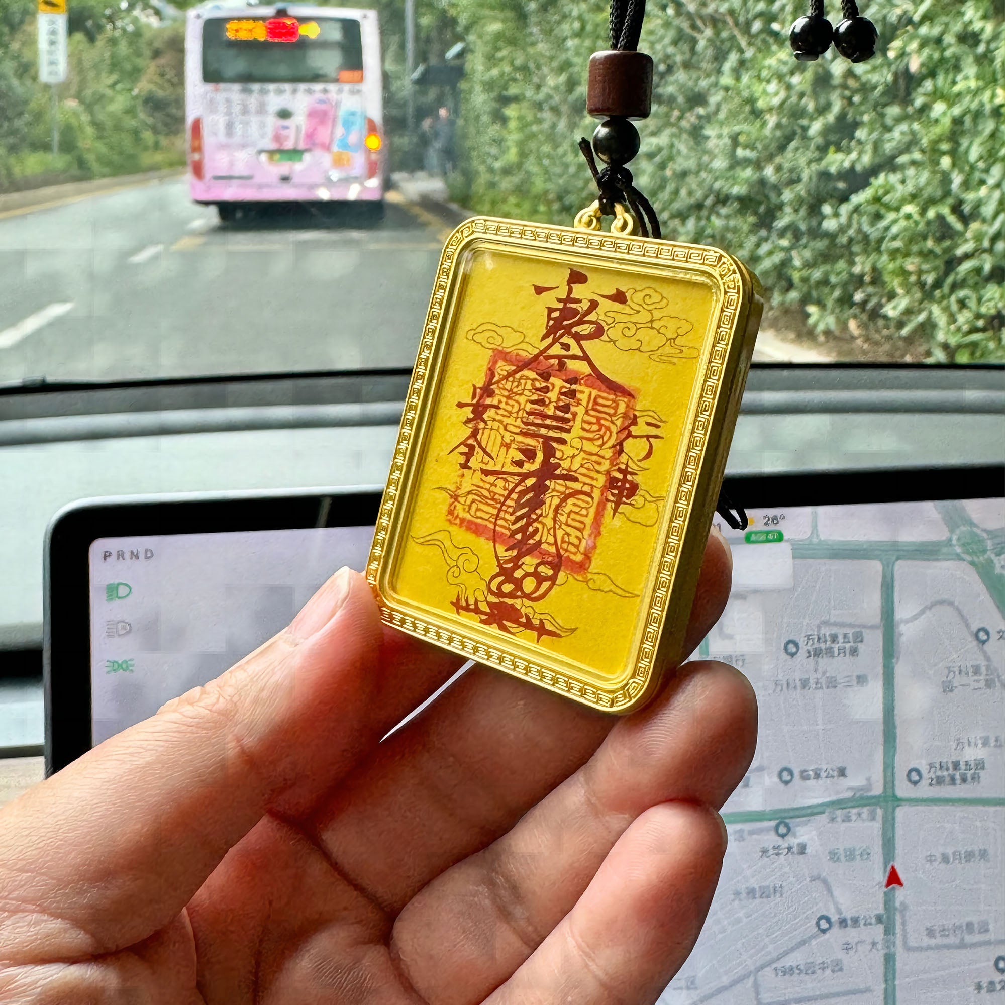 Hand-Painted Taoist Talisman Car Amulet
